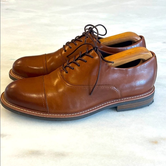 Kenneth Cole Reaction Klay Cap Toe Oxford with Flex Cognac Brown Shoes Size 10.5 - Picture 1 of 10